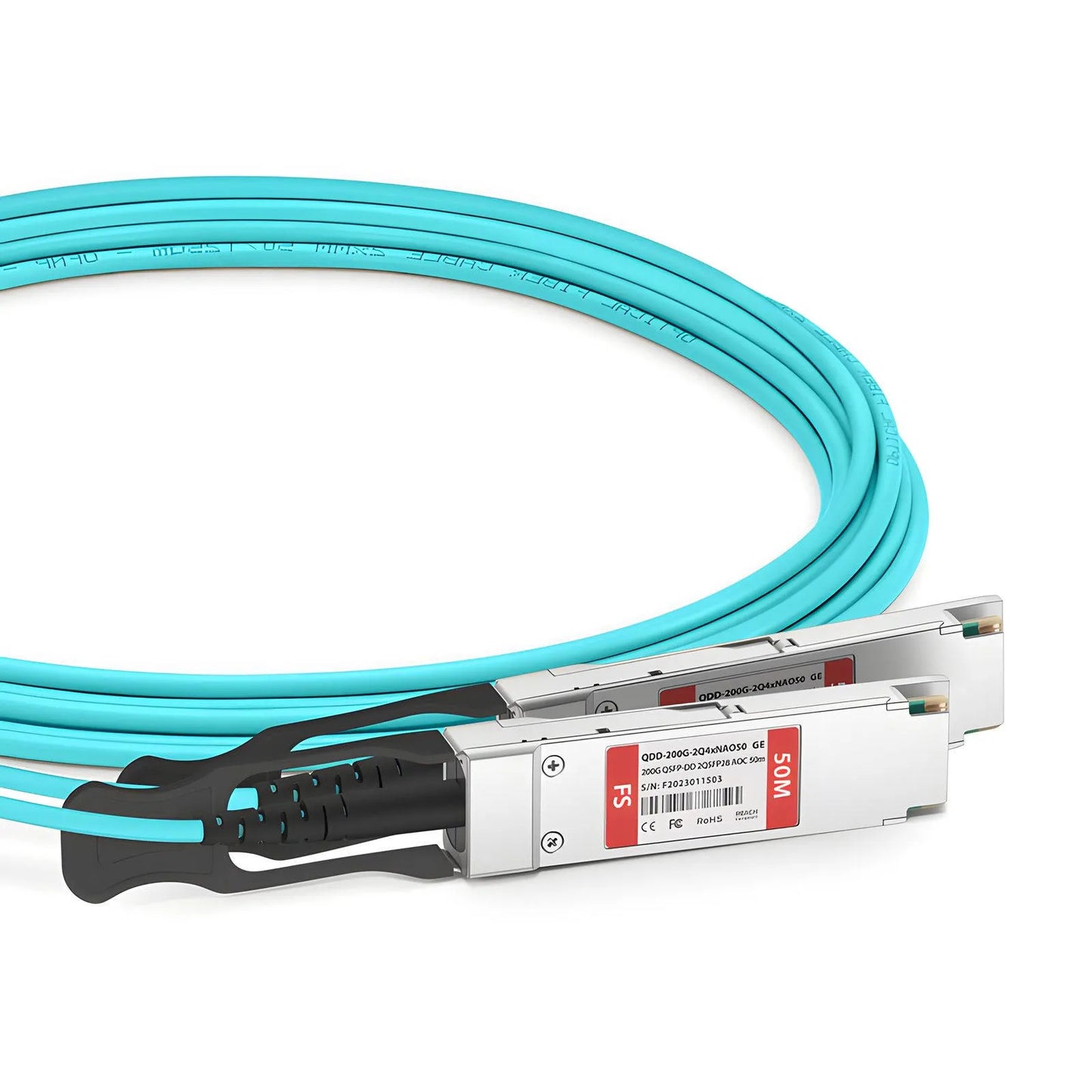 50m (164ft) Generic Compatible 200G QSFP-DD 8 x 25G NRZ to 2 x 100G QSFP28 4 x 25G NRZ Active Optical Breakout Cable