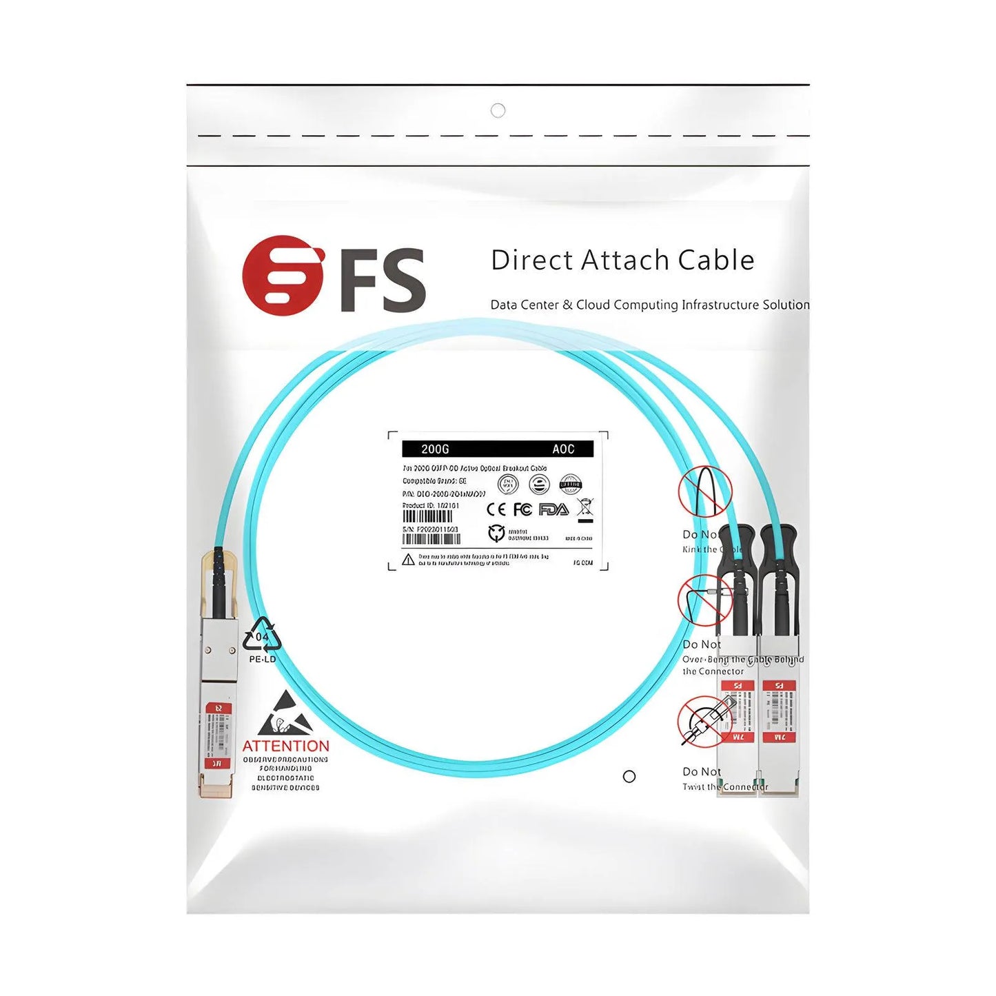 10m (33ft) Generic Compatible 200G QSFP-DD 8 x 25G NRZ to 2 x 100G QSFP28 4 x 25G NRZ Active Optical Breakout Cable