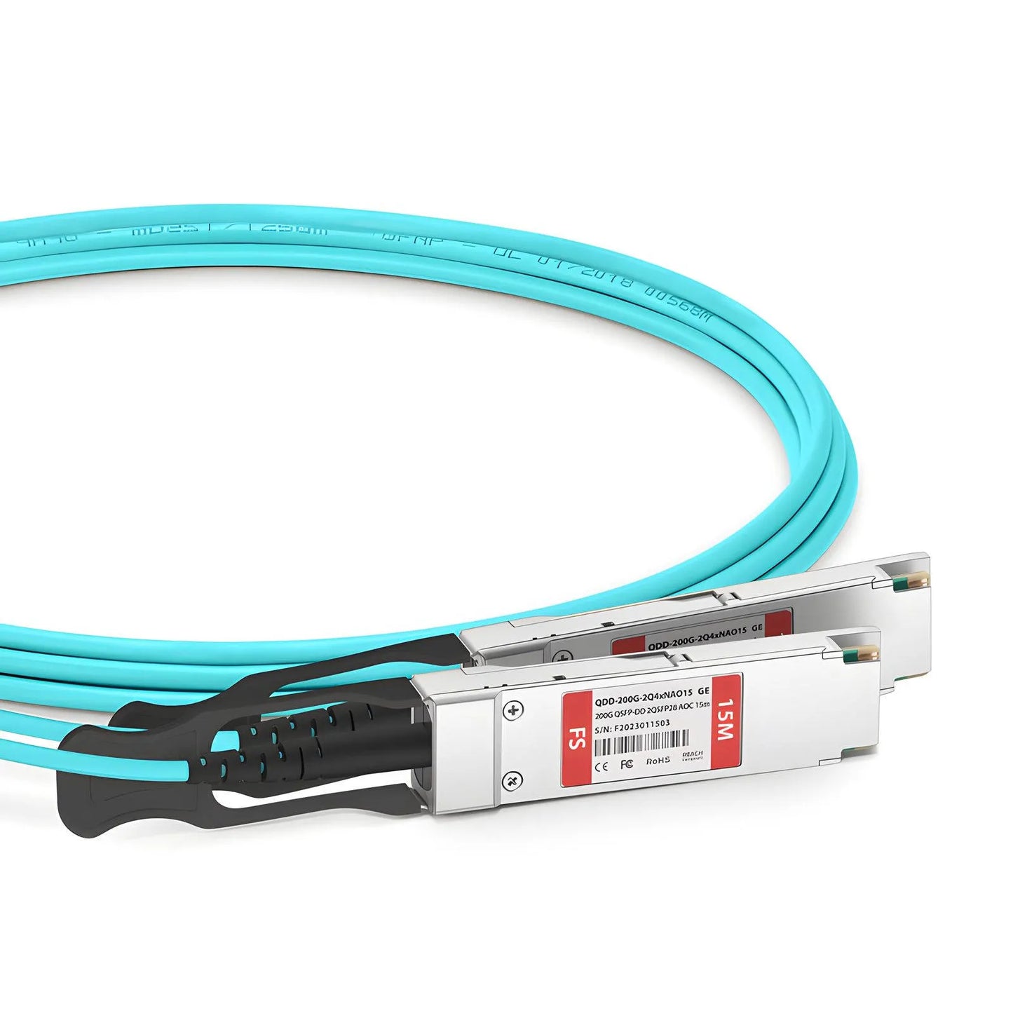 15m (49ft) Generic Compatible 200G QSFP-DD 8 x 25G NRZ to 2 x 100G QSFP28 4 x 25G NRZ Active Optical Breakout Cable