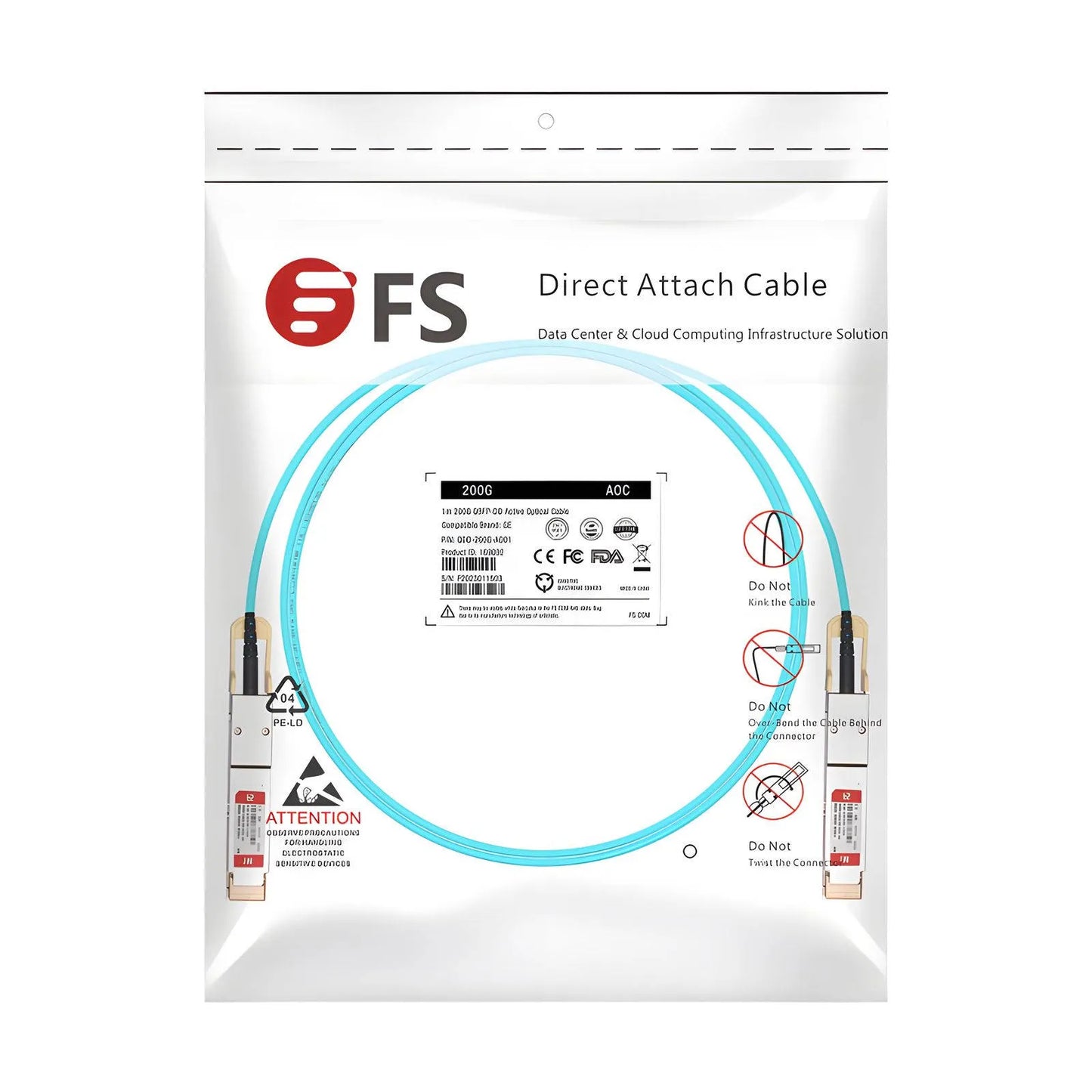 3m (10ft) Dell Compatible 200G QSFP-DD 8 x 25G NRZ Active Optical Cable