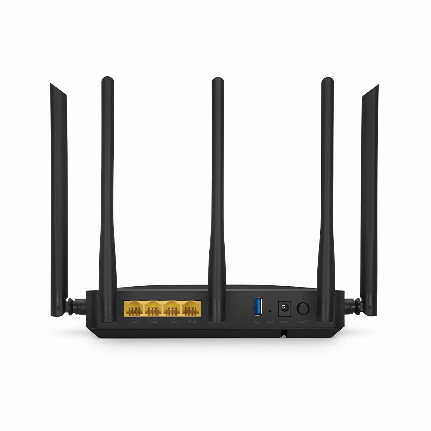 ONU1910-4G-W, XPON (GPON + EPON) HGU ONU, 1 x PON, 4 x GE, 1 x USB, and 5 x External Dual Band Antennas (3000M WiFi 4/5/6)