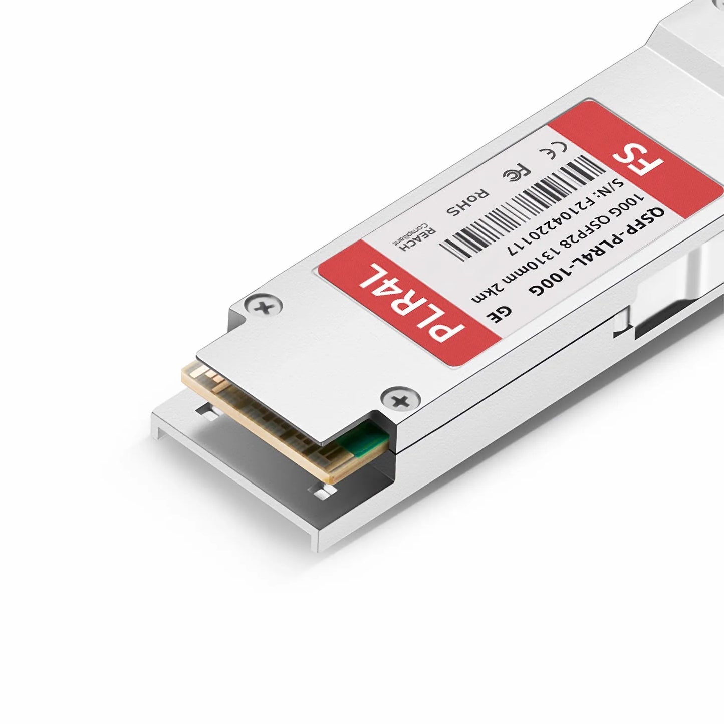 Generic Compatible 100GBASE-PLR4L QSFP28 4 x 25G NRZ 1310nm 2km DOM MPO-12/APC SMF Optical Transceiver Module, Breakout to 4 x 25G-LR