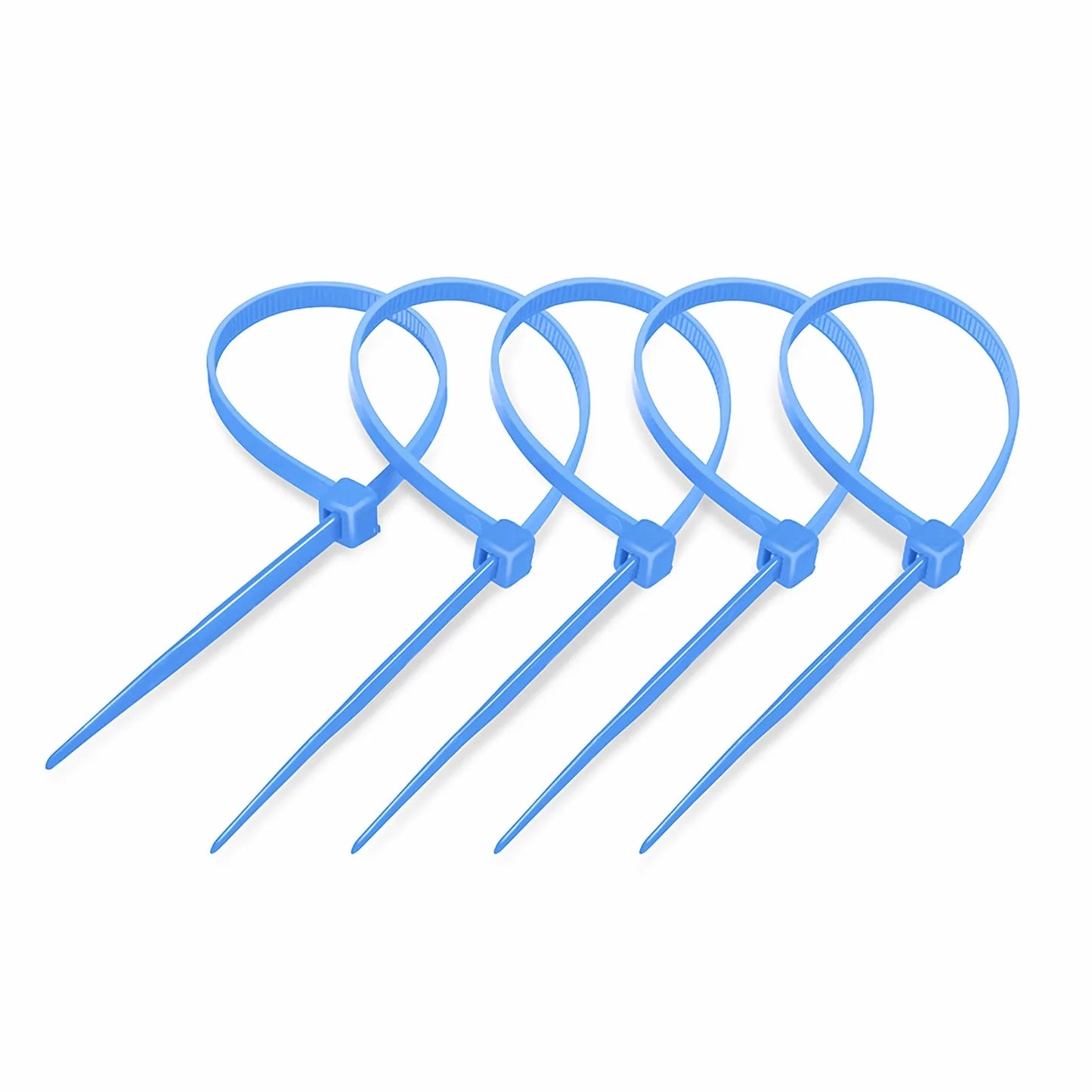 100Pcs/Pack 8in.L x 0.18in.W Self-Locking Nylon Cable Ties, Blue