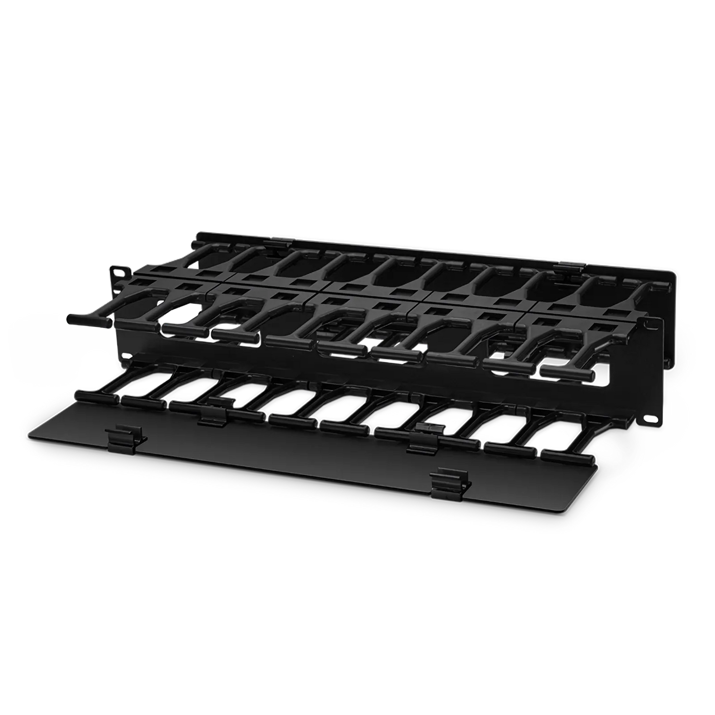 Horizontal Dual Sided Steel Manager, 2RU, Finger Duct with Cover, 9.1 in. Depth