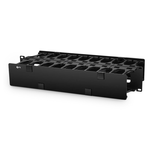 Horizontal Dual Sided Steel Manager, 2RU, Finger Duct with Cover, 9.1 in. Depth