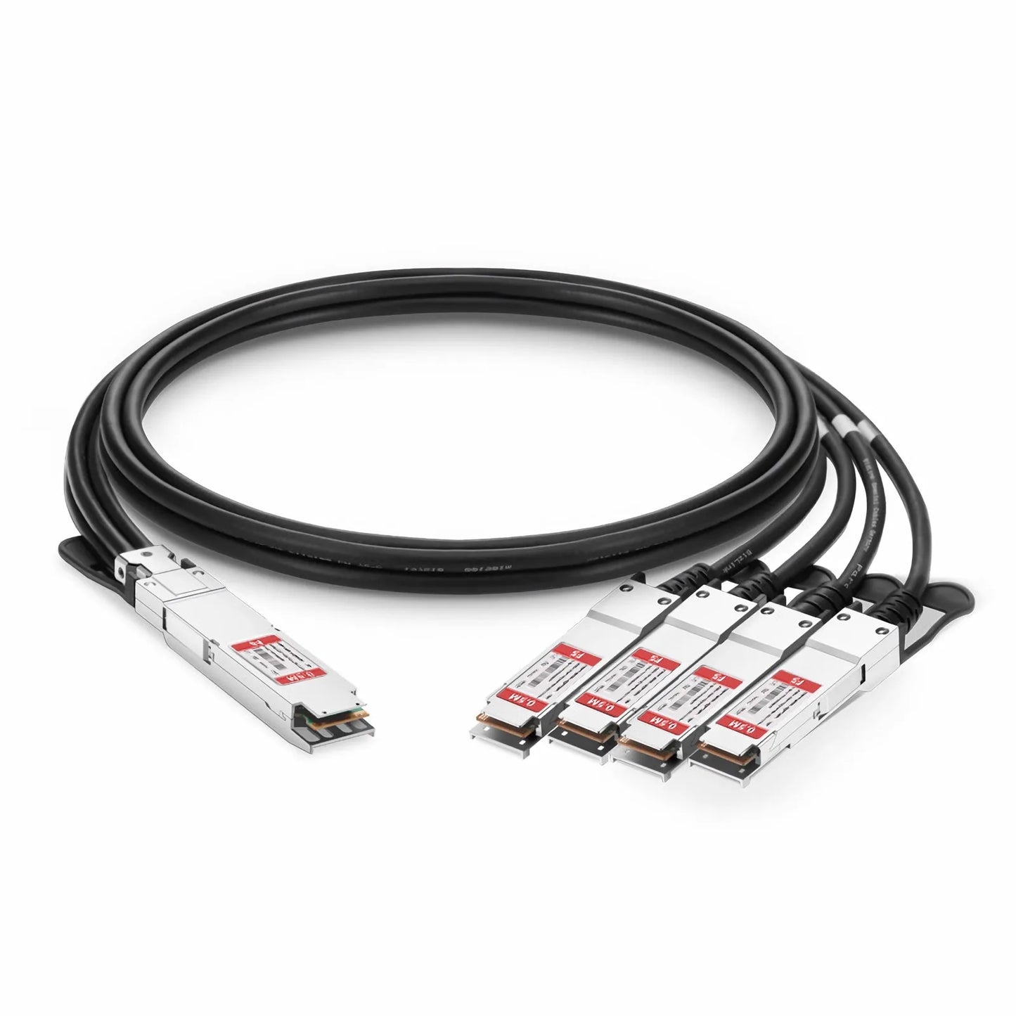 0.5m (2ft) Generic Compatible 400G OSFP 8 x 50G PAM4 Finned Top to 4 x 100G QSFP56 2 x 50G PAM4 Passive Direct Attach Copper Breakout Cable