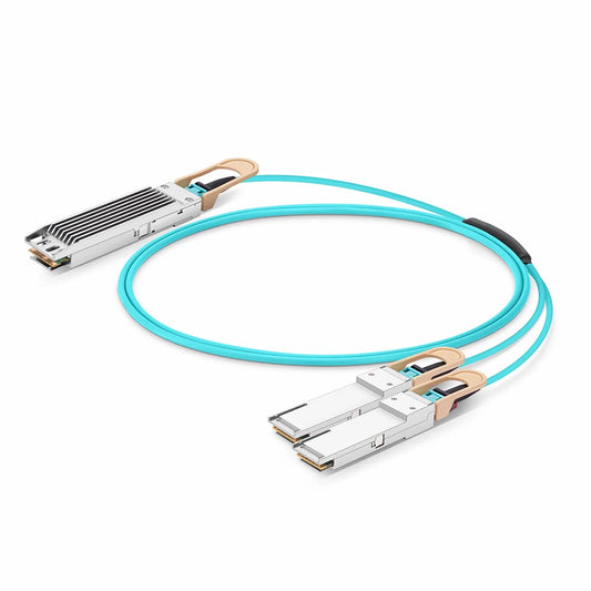 3m (10ft) Arista Networks Compatible 400G OSFP 8 x 50G PAM4 Finned Top to 2 x 200G QSFP56 4 x 50G PAM4 Active Optical Breakout Cable