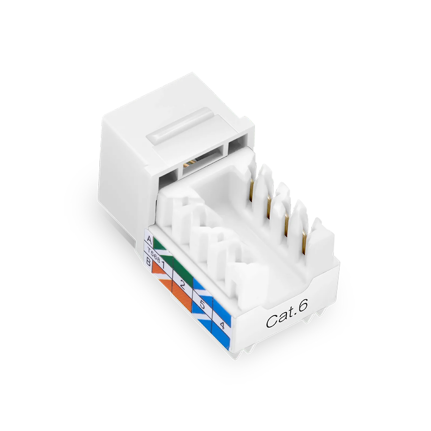 Cat6 RJ45 (8P8C) Unshielded Punch Down Keystone Jack Module, White, 12Pcs/Pack