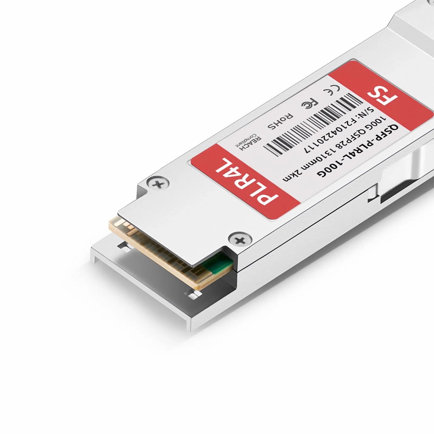 Cisco Compatible 100GBASE-PLR4L QSFP28 4 x 25G NRZ 1310nm 2km DOM MPO-12/APC SMF Optical Transceiver Module, Breakout to 4 x 25G-LR