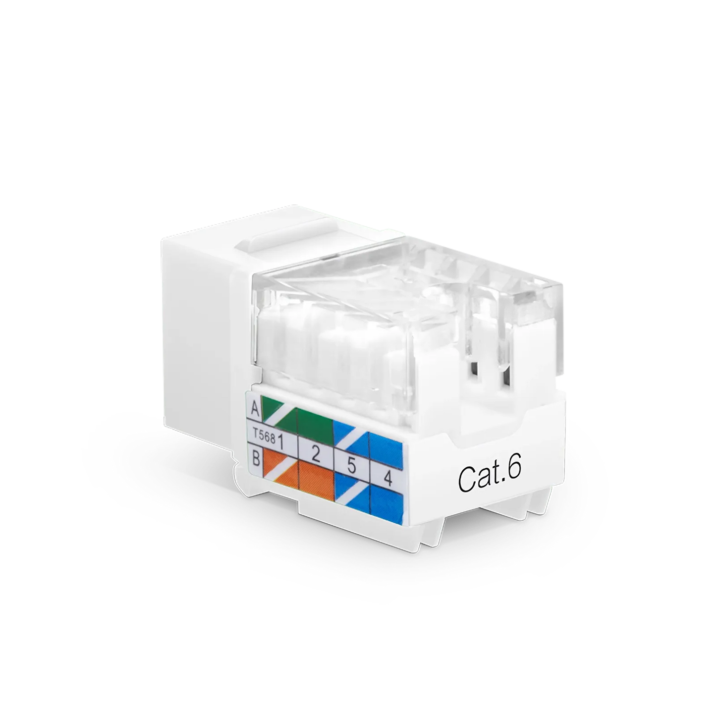 Cat6 RJ45 (8P8C) Unshielded Punch Down Keystone Jack Module, White, 12Pcs/Pack
