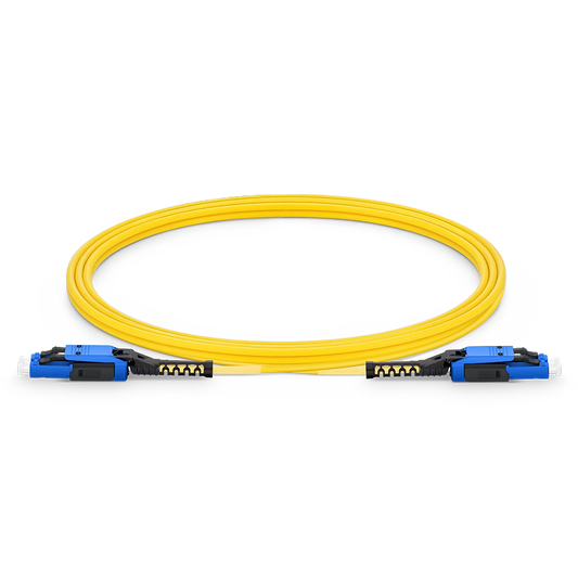 3m (10ft) Fiber Patch Cable, 2 Fibers, LC UPC Duplex to LC UPC Duplex Flat Clip with Push-Pull Boot Uniboot, Single Mode (OS2), Riser (OFNR), 2.0mm, Yellow