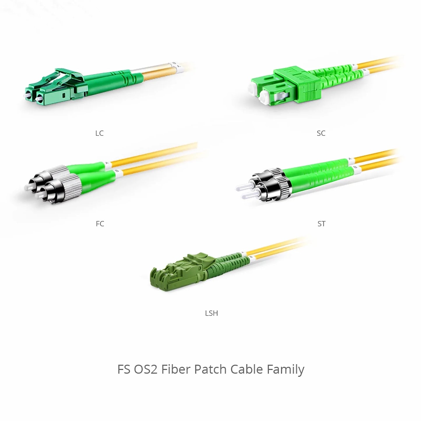 10m (33ft) Fiber Patch Cable, 2 Fibers, LC UPC Duplex to LC APC Duplex, Single Mode (OS2), Riser (OFNR), 2.0mm, Tight-Buffered, Yellow
