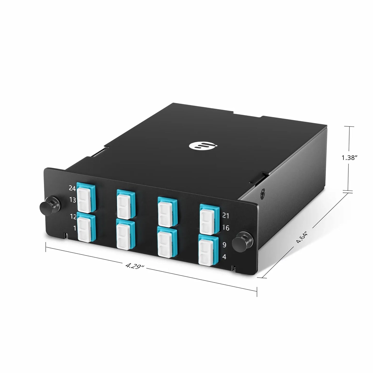 FHD™ MTP®-LC Cassette, OM4 Multimode, Universal, 16 Fibers, 2 x MTP®-8 (Male) to 8 x LC Duplex (Aqua), 0.35dB Max.