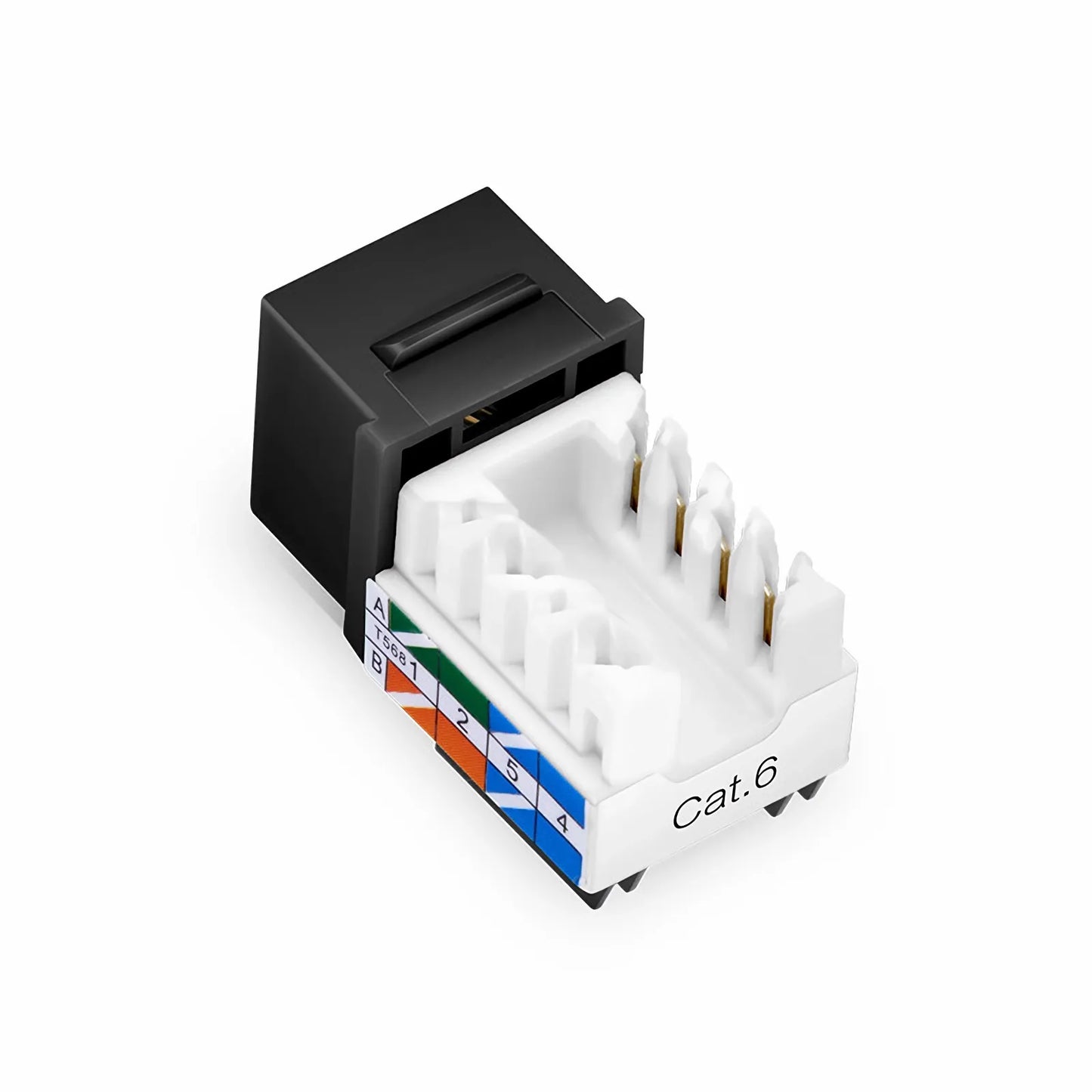 Cat6 RJ45 (8P8C) Unshielded Punch Down Keystone Jack Module, Black, 12Pcs/Pack