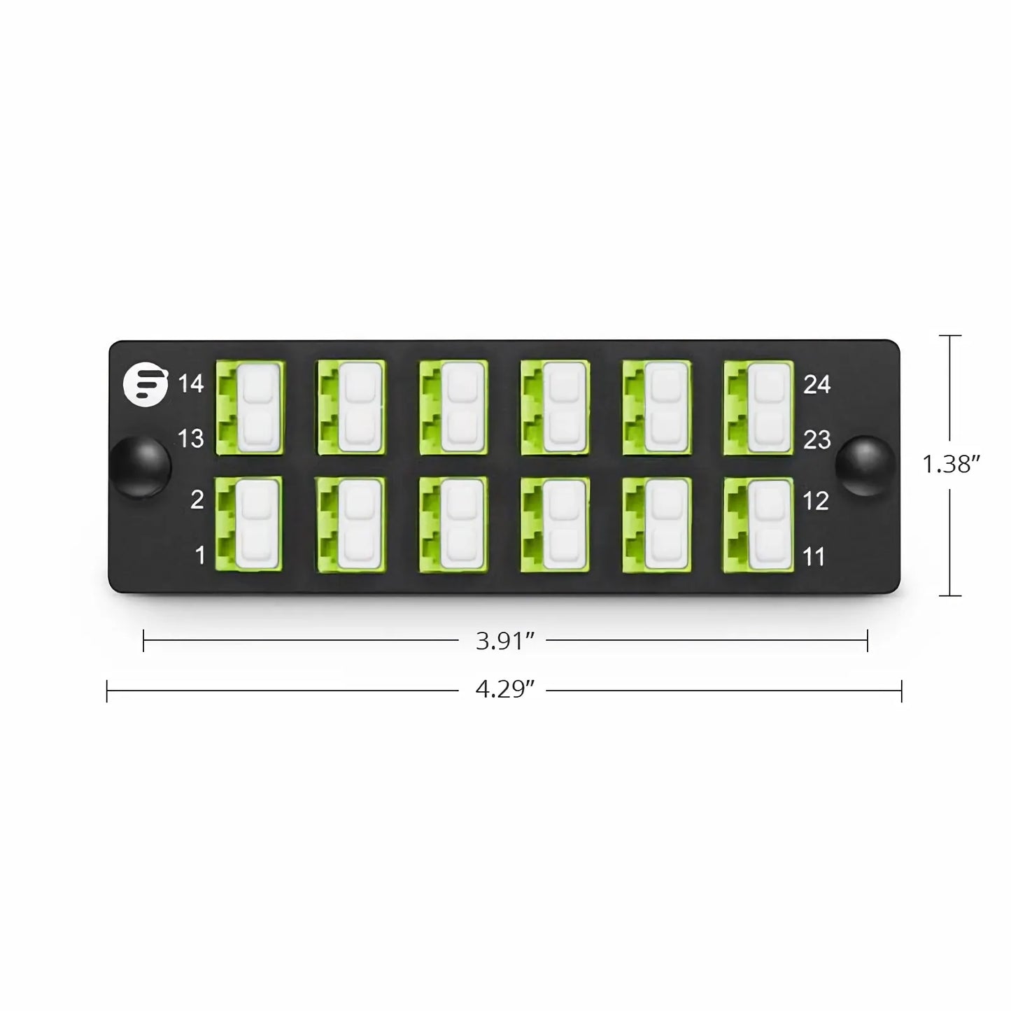 FHD™ Fiber Adapter Panel, 24 Fibers OM5 Multimode, 12x LC UPC Duplex (Lime Green) Adapter, Ceramic Sleeve