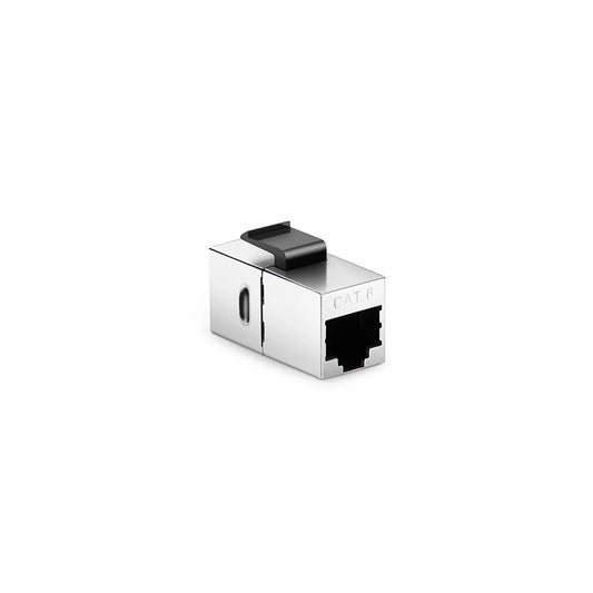 Cat6 Keystone RJ45 Coupler, Shielded, Silver