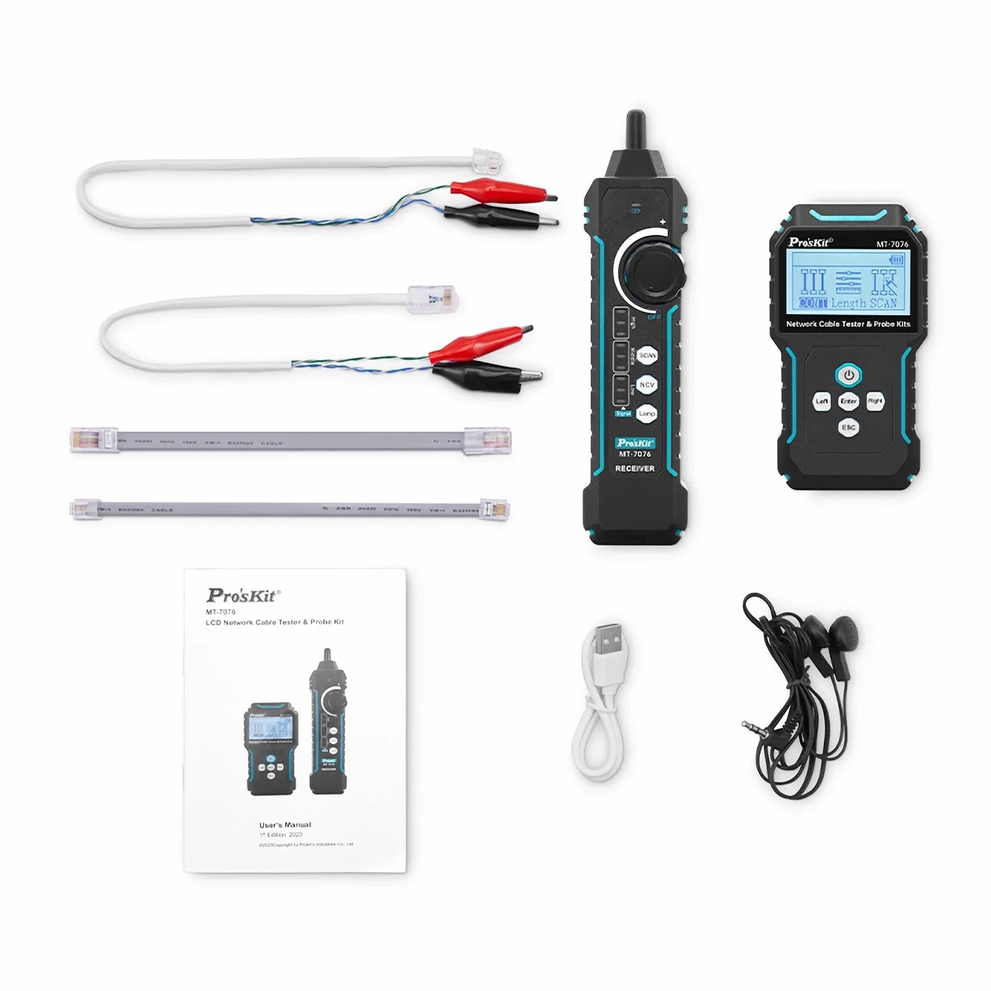Pro'sKit® LCD Network Cable Tester & Probe Kit