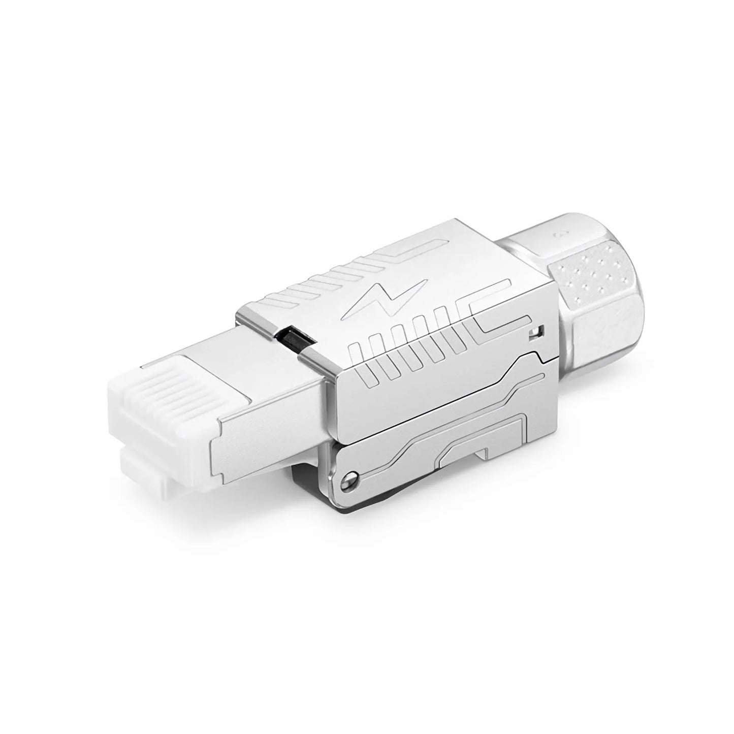 Cat8 RJ45 Tool-Free Modular Plugs, Shielded Network Connectors for 22~24AWG Twisted Pair Solid or Stranded Cable (10/Pack)