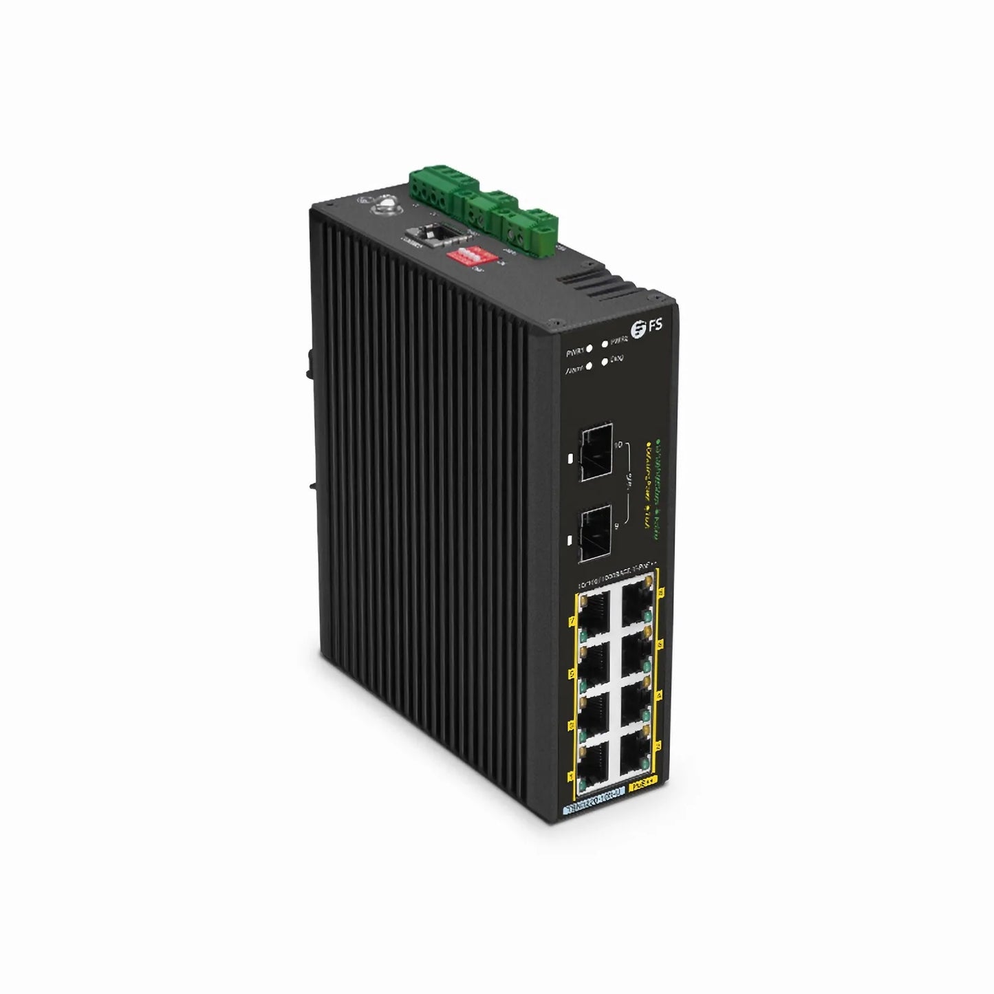 TSN3220-10S-U, 8-Port Gigabit Ethernet L2 Managed TSN Industrial PoE++ Switch, 8 x PoE++ Ports@360W, with 2 x 1/10Gb SFP+, -40 to 75°C Operating Temperature