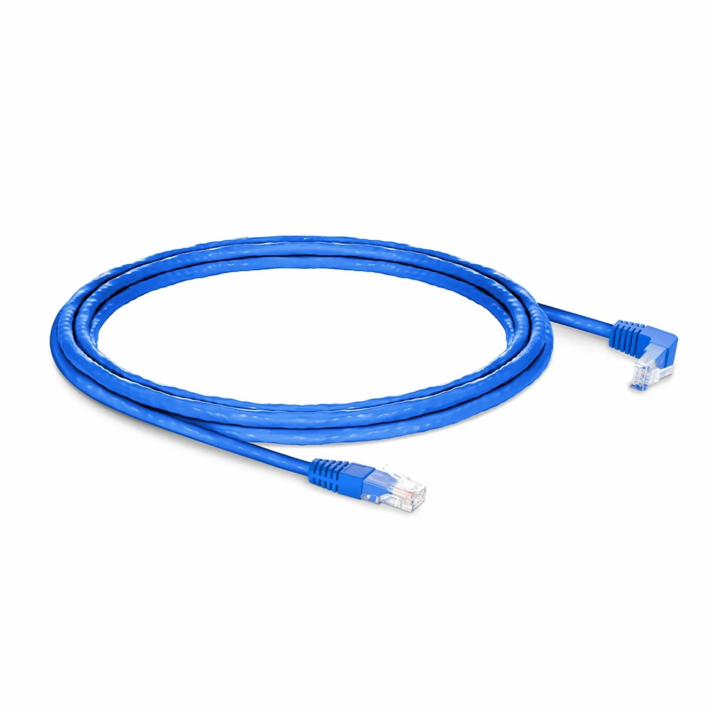 10ft (3m) 90 Degree Cat6 26AWG Snagless Unshielded (U/UTP) PVC CM Ethernet Network Patch Cable, RJ45 Right Angle UP Male to RJ45 Male, Blue