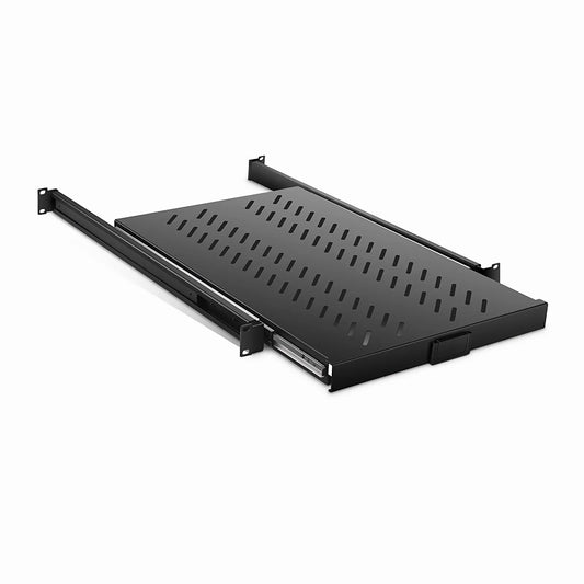 1U Adjustable Sliding Shelf with 650mm-950mm Mounting Depth and 132.28lbs (60kg) Capacity, with Handle