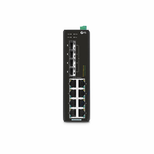 IES3220-8T4F, 8-Port Gigabit Ethernet L2+ Managed Industrial Switch, 8 x 10/100/1000BASE-T, with 4 x 1Gb SFP, -40 to 75°C Operating Temperature
