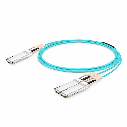 10m (33ft) NVIDIA/Mellanox MFS1S50-H010V Compatible 200G QSFP56 4 x 50G PAM4 to 2 x 100G QSFP56 2 x 50G PAM4 InfiniBand HDR Active Optical Breakout Cable for Quantum Switches and ConnectX-6 HCA