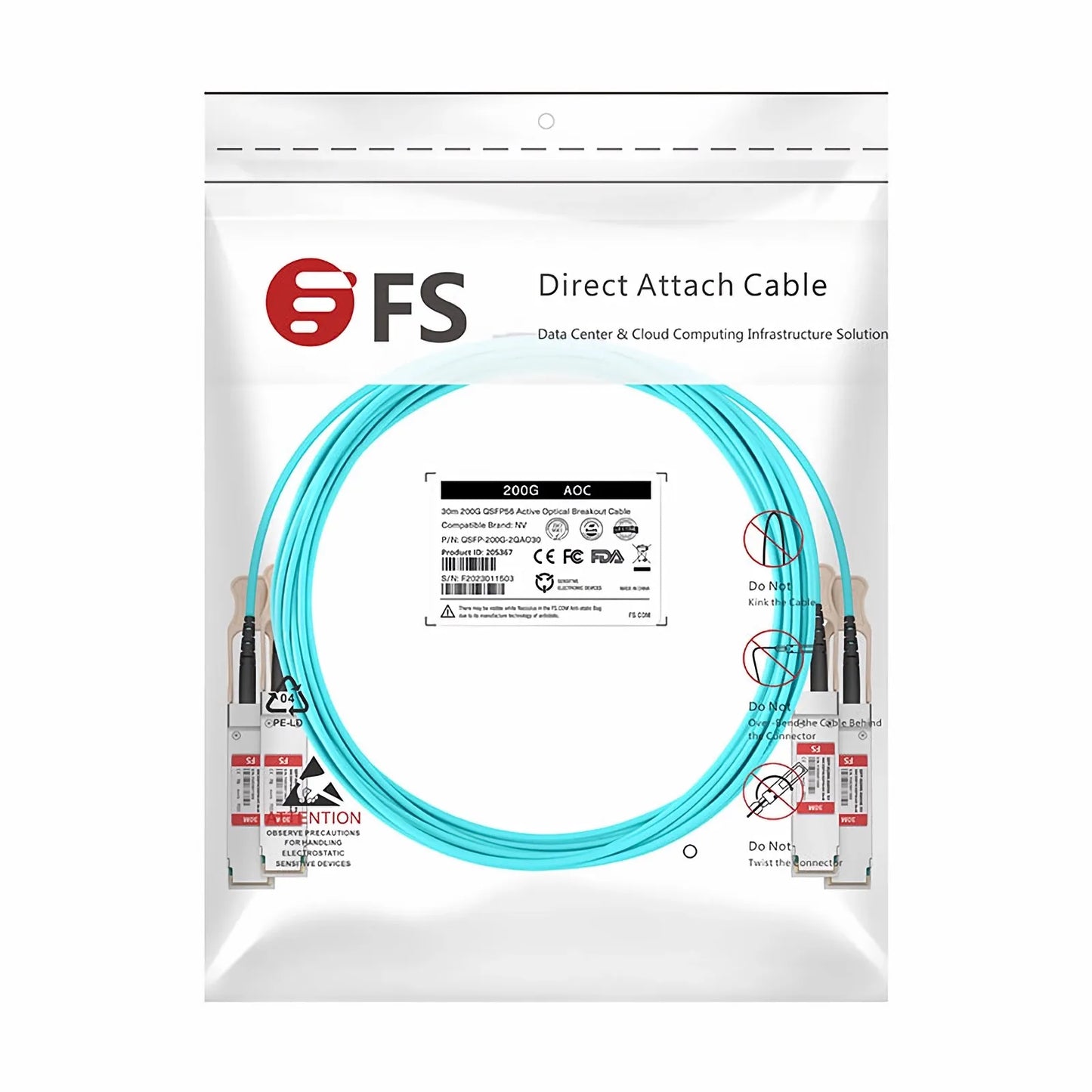 30m (98ft) NVIDIA/Mellanox MFS1S90-H003E Compatible 2 x 200G QSFP56 4 x 50G PAM4 to 2 x 200G QSFP56 4 x 50G PAM4 InfiniBand HDR Active Optical Breakout Cable for Quantum Switches