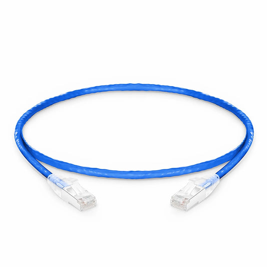 2ft (0.6m) Cat6a 26AWG Snagless Shielded (S/FTP) LSZH Ethernet Network Patch Cable, Blue
