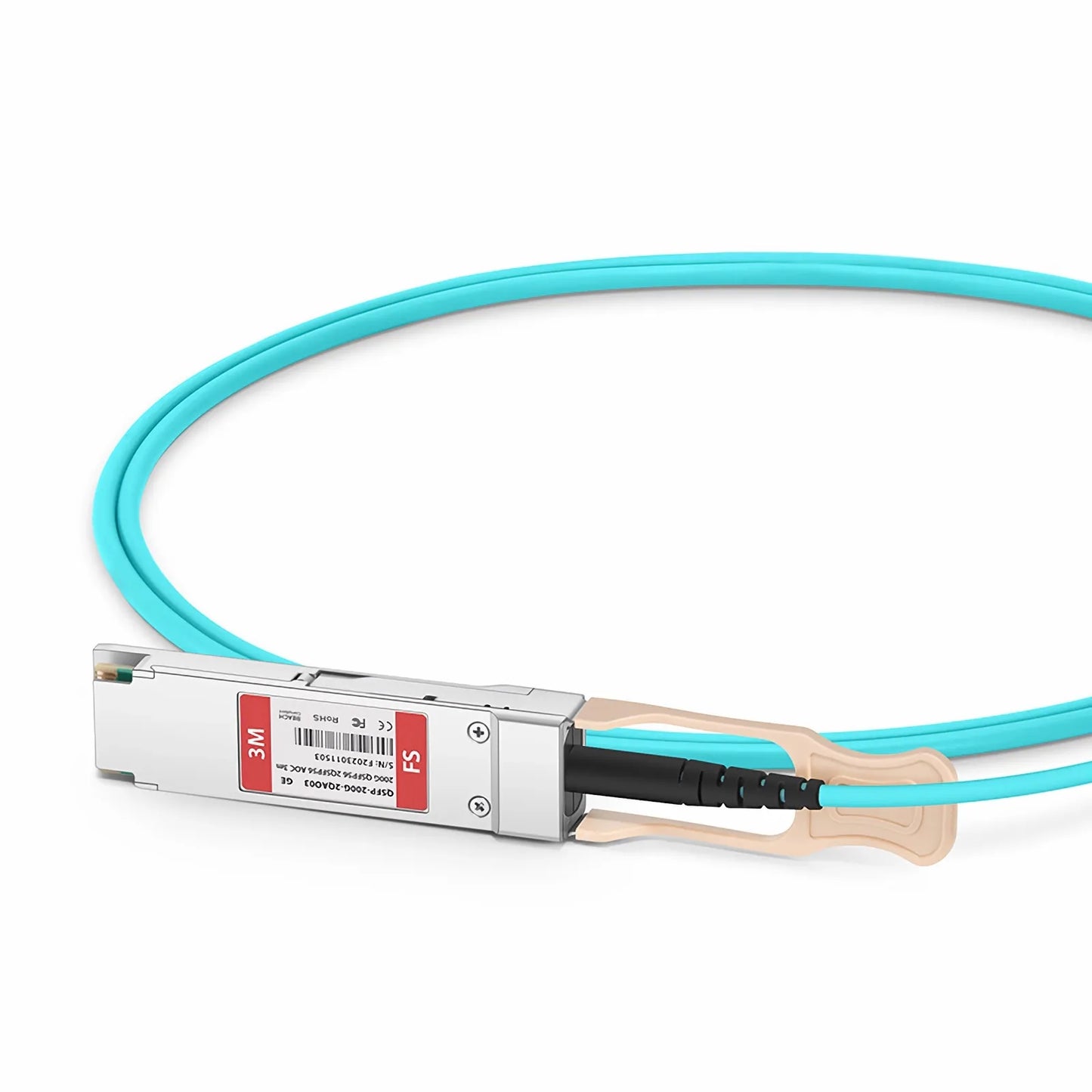 3m (10ft) Generic Compatible 200G QSFP56 4 x 50G PAM4 to 2 x 100G QSFP56 2x 50G PAM4 Active Optical Breakout Cable