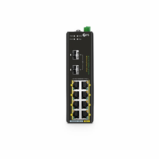 TSN3220-10S-U, 8-Port Gigabit Ethernet L2 Managed TSN Industrial PoE++ Switch, 8 x PoE++ Ports@360W, with 2 x 1/10Gb SFP+, -40 to 75°C Operating Temperature