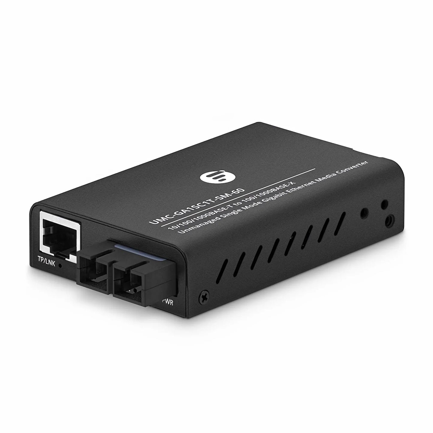 Mini Unmanaged 1x 10/100/1000Base-T RJ45 to 1x 100/1000Base-X Single Mode SC 1550nm 60km Gigabit Ethernet Media Converter, American Plug Standard