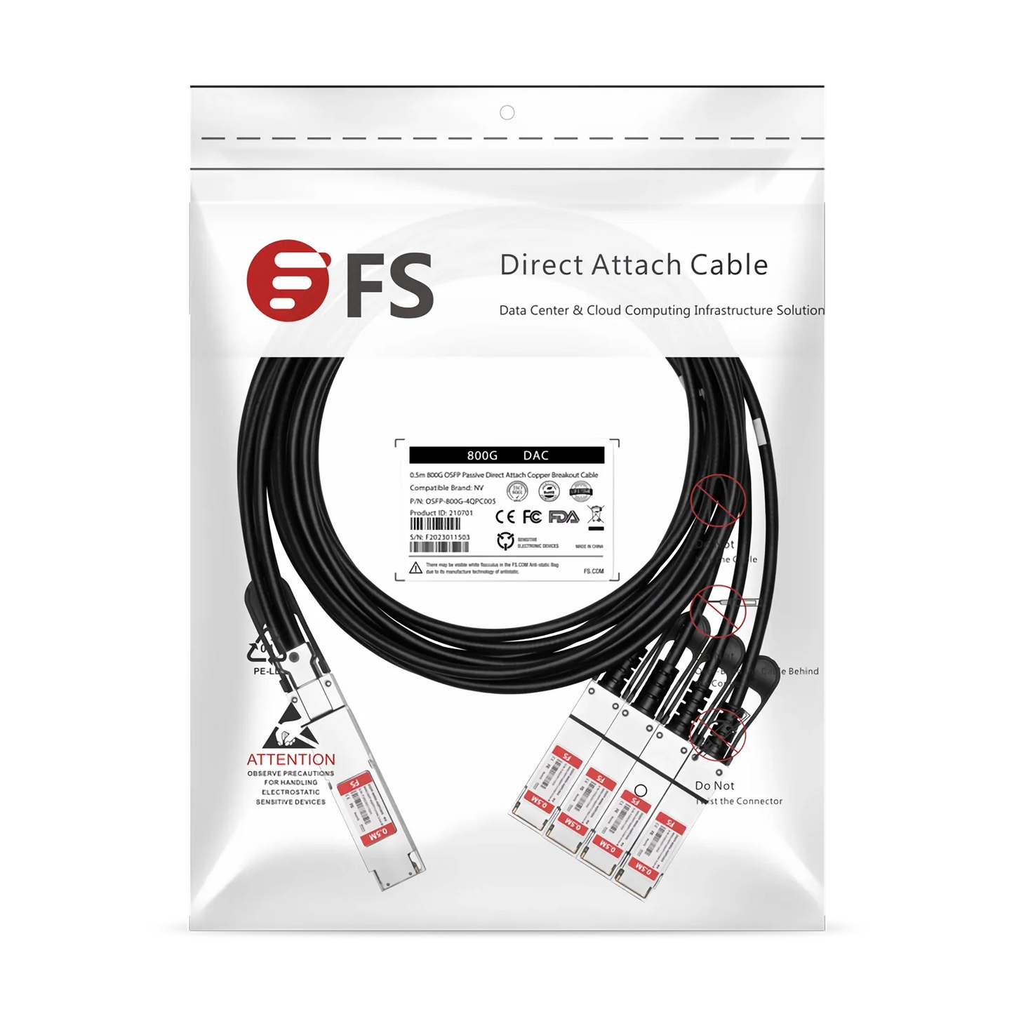 0.5m (2ft) NVIDIA/Mellanox MCP7Y40-N00A Compatible 800G OSFP 8 x 100G PAM4 Finned Top to 4 x 200G QSFP112 2 x 100G PAM4 InfiniBand NDR Passive Direct Attach Copper Breakout Cable for Quantum-2 Switches and ConnectX-7 HCA