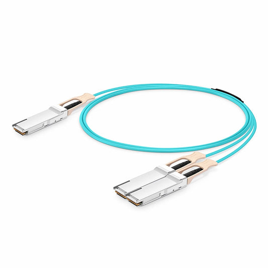 5m (16ft) NVIDIA/Mellanox MFS1S50-V005E Compatible 200G QSFP56 4 x 50G PAM4 to 2 x 100G QSFP56 2 x 50G PAM4 Ethernet Active Optical Breakout Cable for QM8790/8700 Switches and ConnectX-6 HCA
