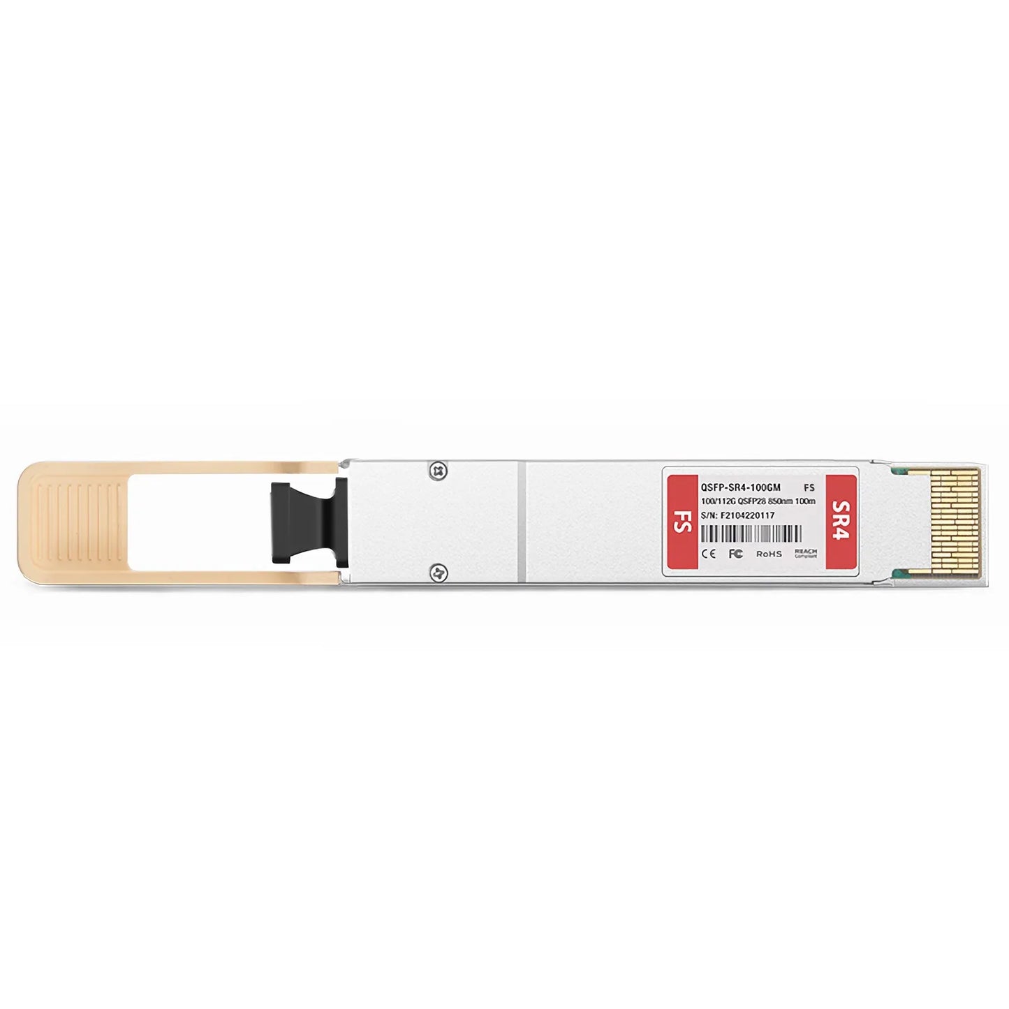 100GBASE-SR4 and 112GBASE-OTU4 QSFP28 Dual Rate 4 x 25G NRZ 850nm 100m DOM MPO-12/UPC MMF Optical Transceiver Module for FS Switches