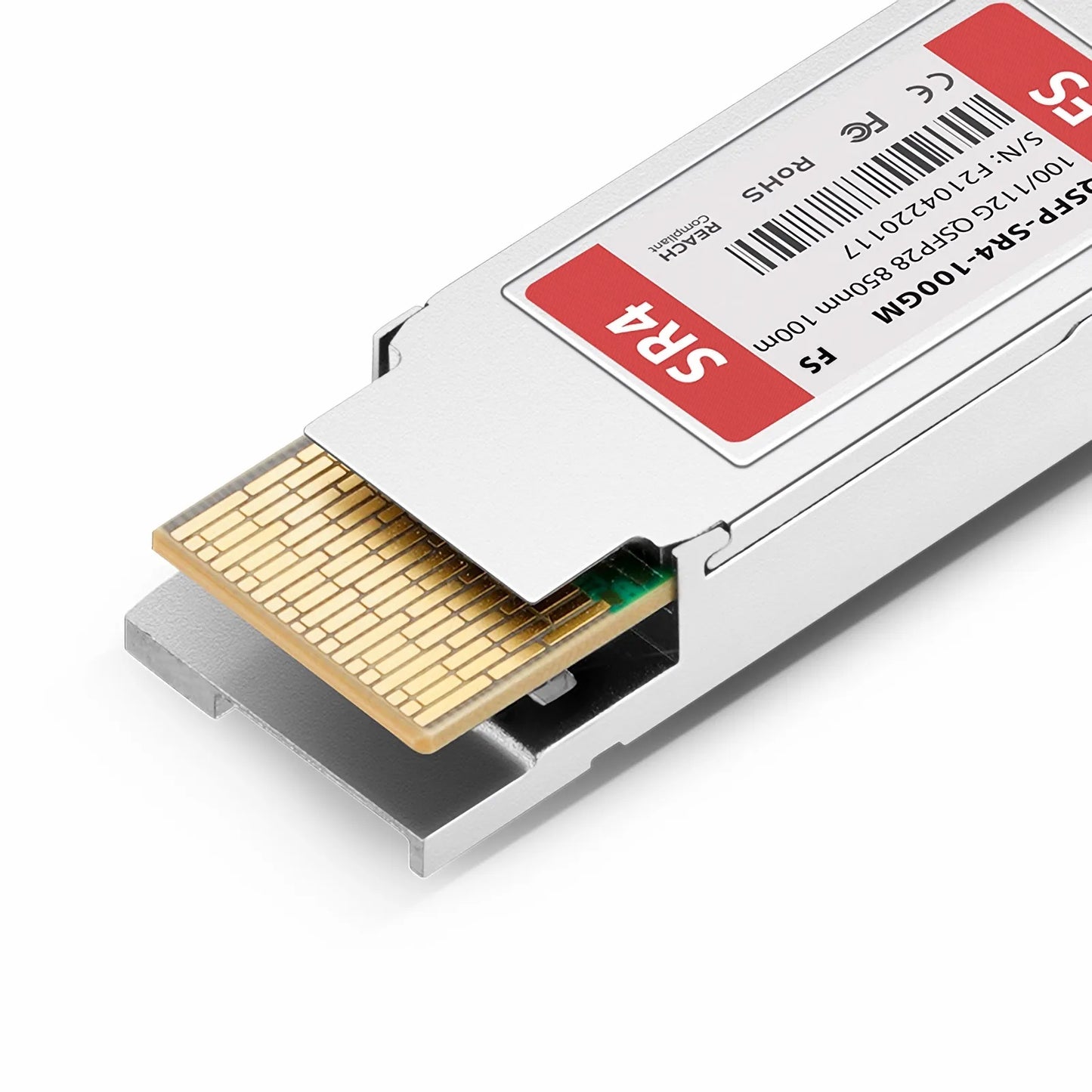 100GBASE-SR4 and 112GBASE-OTU4 QSFP28 Dual Rate 4 x 25G NRZ 850nm 100m DOM MPO-12/UPC MMF Optical Transceiver Module for FS Switches