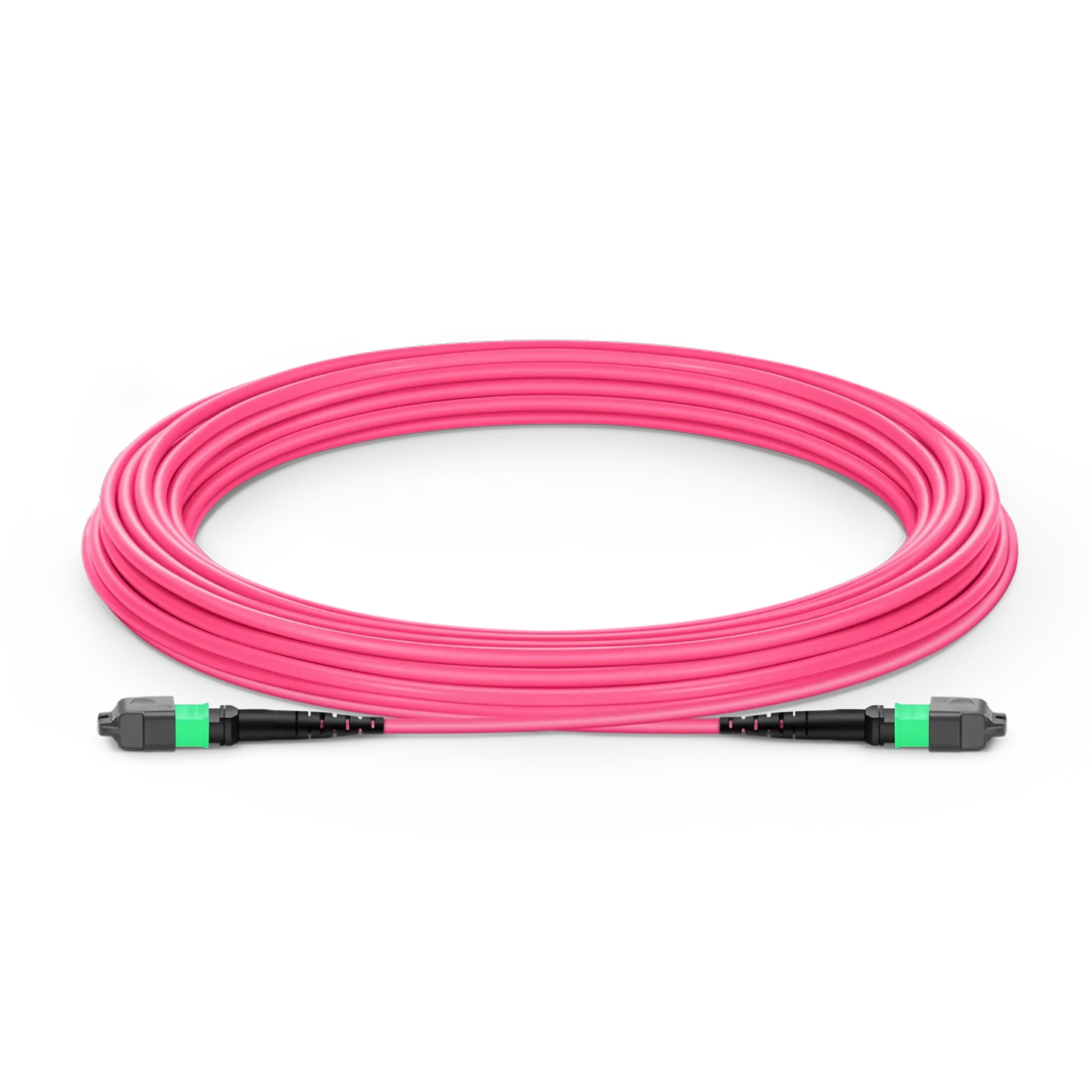 10m (33ft) MTP® Jumper, MTP®-16 APC (Female) to MTP®-16 APC (Female), 16 Fibers, Multimode (OM4), Plenum (OFNP), 0.35dB Max, Crossover, Magenta
