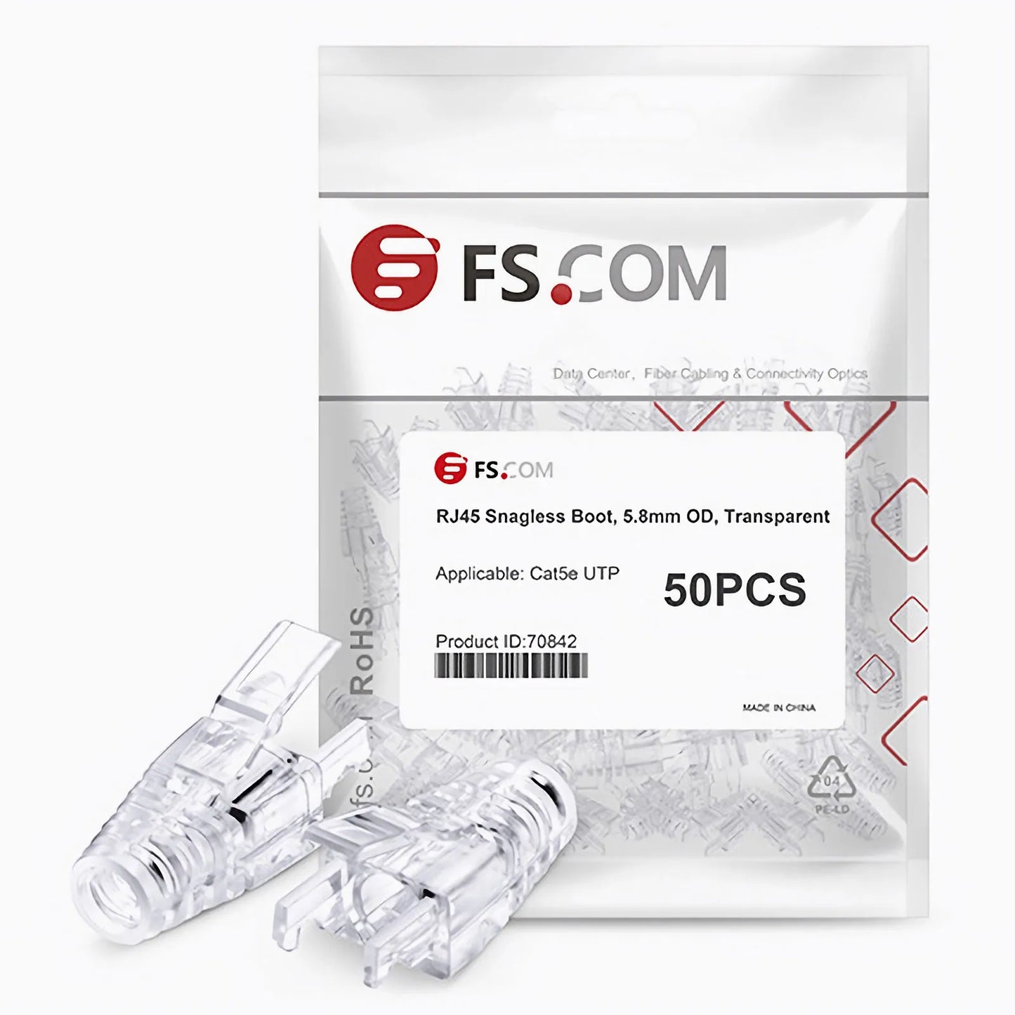 Cat5e RJ45 Strain Relief Boots, 5.8mm OD for Cat5e UTP 24AWG, F/UTP 26AWG Ethernet Network Cable, Transparent, 50PCS/Pack