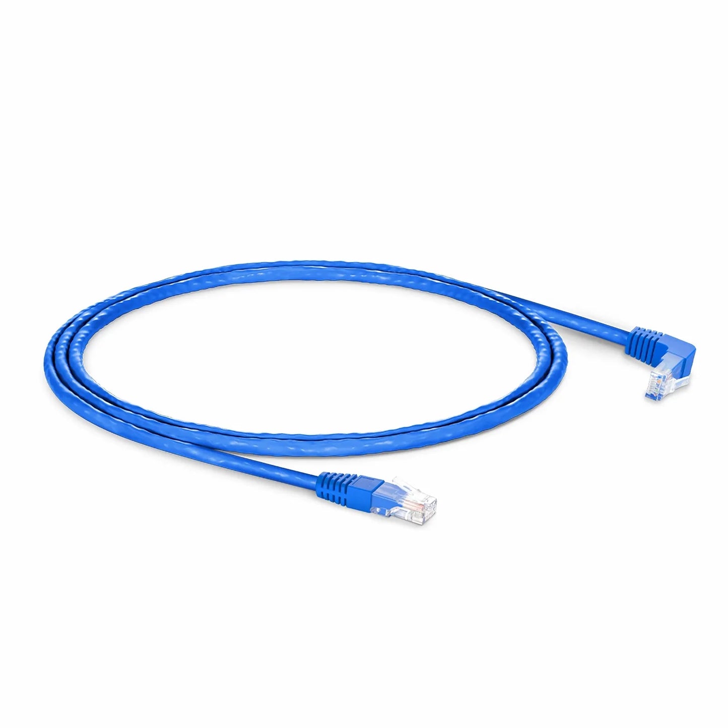 3ft (0.9m) 90 Degree Cat6 26AWG Snagless Unshielded (U/UTP) PVC CM Ethernet Network Patch Cable, RJ45 Right Angle UP Male to RJ45 Male, Blue