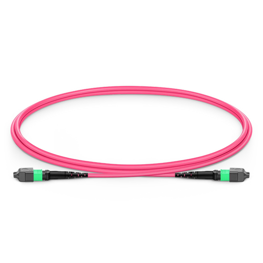 1m (3ft) MTP® Jumper, MTP®-16 APC (Female) to MTP®-16 APC (Female), 16 Fibers, Multimode (OM4), Plenum (OFNP), 0.35dB Max, Crossover, Magenta