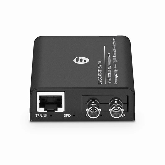 Mini Unmanaged 1x 10/100/1000Base-T RJ45 to 1x 100/1000Base-X Single Mode ST 1310nm 10km Gigabit Ethernet Media Converter, American Plug Standard