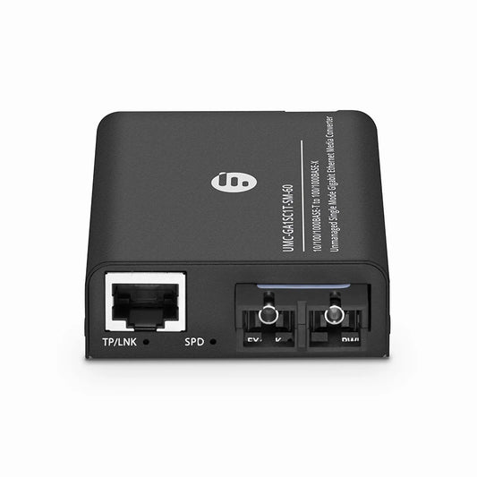 Mini Unmanaged 1x 10/100/1000Base-T RJ45 to 1x 100/1000Base-X Single Mode SC 1550nm 60km Gigabit Ethernet Media Converter, American Plug Standard