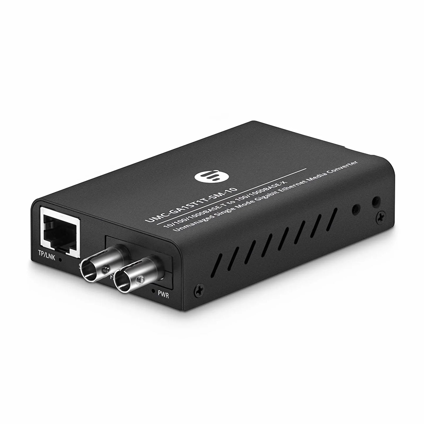 Mini Unmanaged 1x 10/100/1000Base-T RJ45 to 1x 100/1000Base-X Single Mode ST 1310nm 10km Gigabit Ethernet Media Converter, American Plug Standard