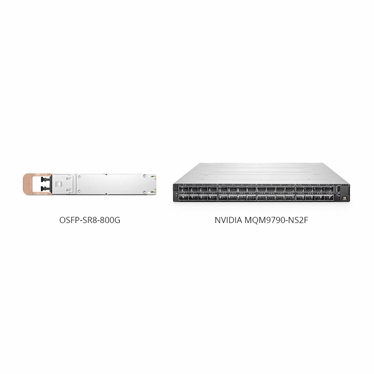 NVIDIA/Mellanox MMA4Z00-NS Compatible 800GBASE 2xSR4/SR8 OSFP Finned Top 8 x 100G PAM4 850nm 50m DOM Dual MPO-12/APC MMF InfiniBand NDR Optical Transceiver Module for Quantum-2 Switches