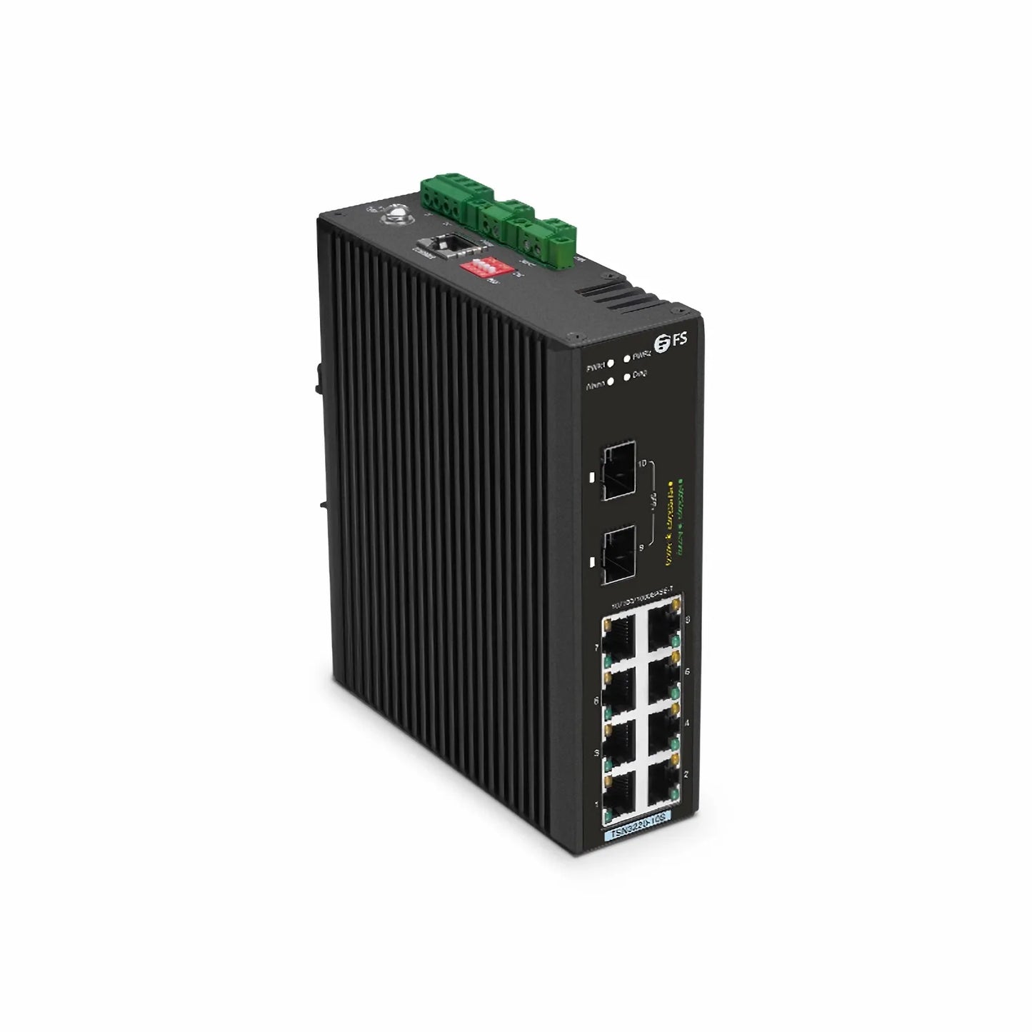TSN3220-10S, 8-Port Gigabit Ethernet L2 Managed TSN Industrial Switch, 8 x 10/100/1000BASE-T, with 2 x 1/10Gb SFP+, -40 to 75°C Operating Temperature