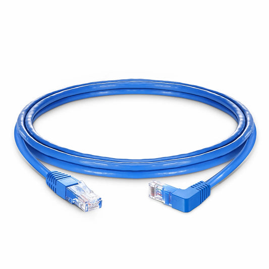 5ft (1.5m) 90 Degree Cat6 26AWG Snagless Unshielded (U/UTP) PVC CM Ethernet Network Patch Cable, RJ45 Right Angle Down Male to RJ45 Male, Blue