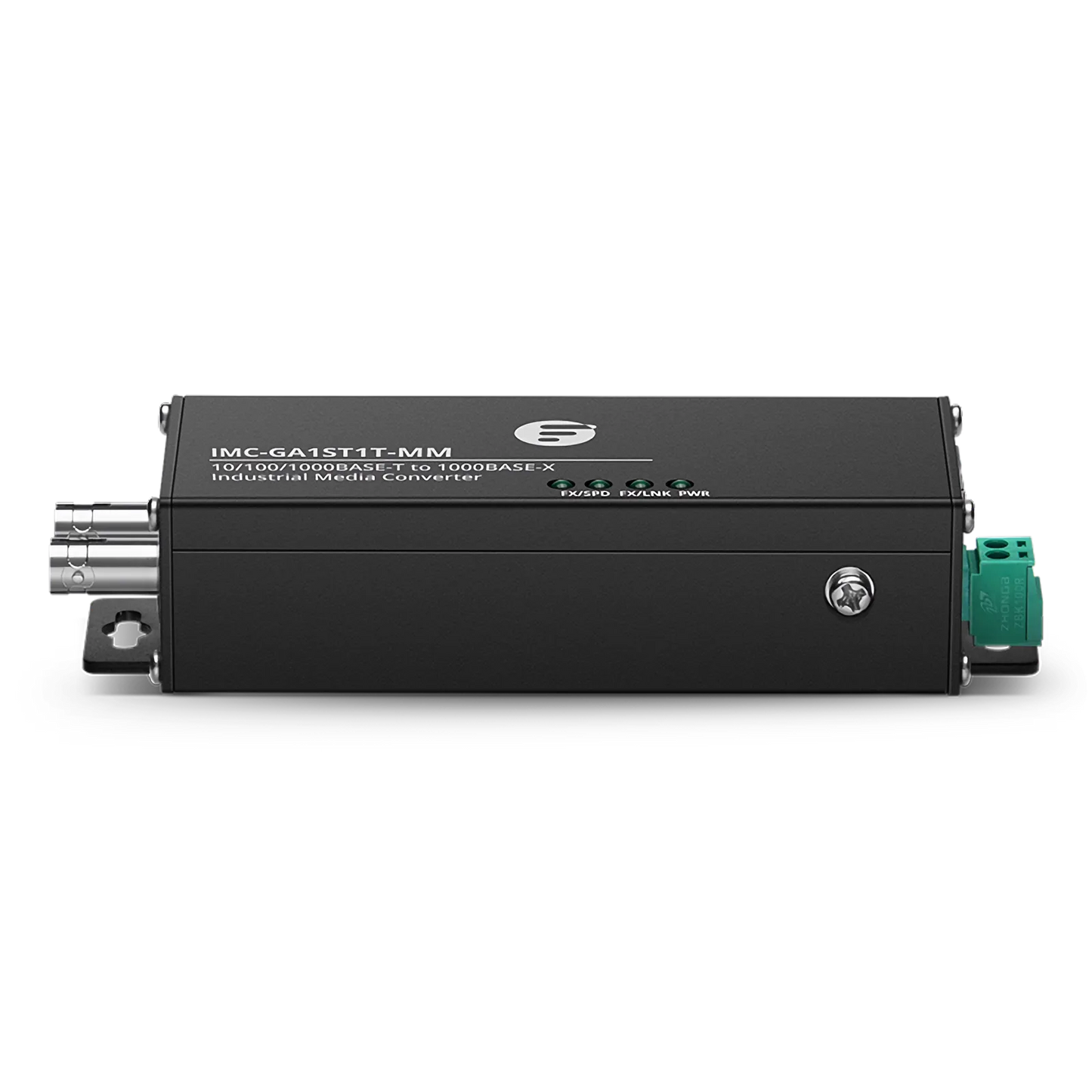 Mini Industrial 1x 10/100/1000Base-T RJ45 to 1x 1000Base-X Multimode ST 850nm 550m Gigabit Ethernet Media Converter, European Plug Standard
