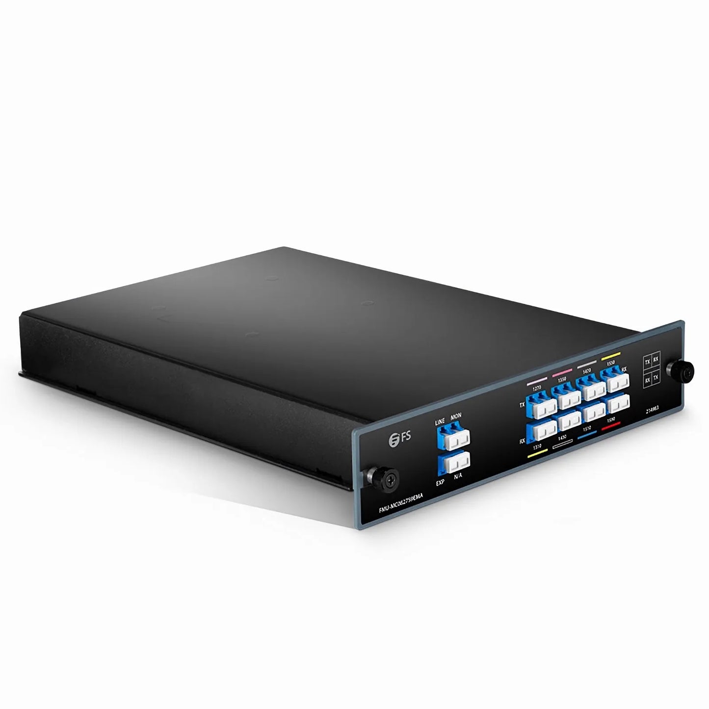 8 Channels CWDM Mux Demux, 1270-1590nm, with Monitor and Expansion Port, 4.5dB Typical IL, LC/UPC, Single Fiber, Side A, FMU Plug-in Module