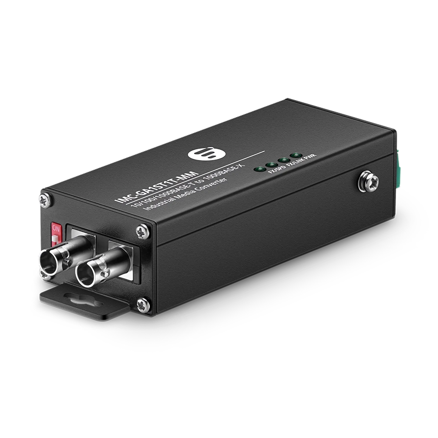 Mini Industrial 1x 10/100/1000Base-T RJ45 to 1x 1000Base-X Multimode ST 850nm 550m Gigabit Ethernet Media Converter, American Plug Standard