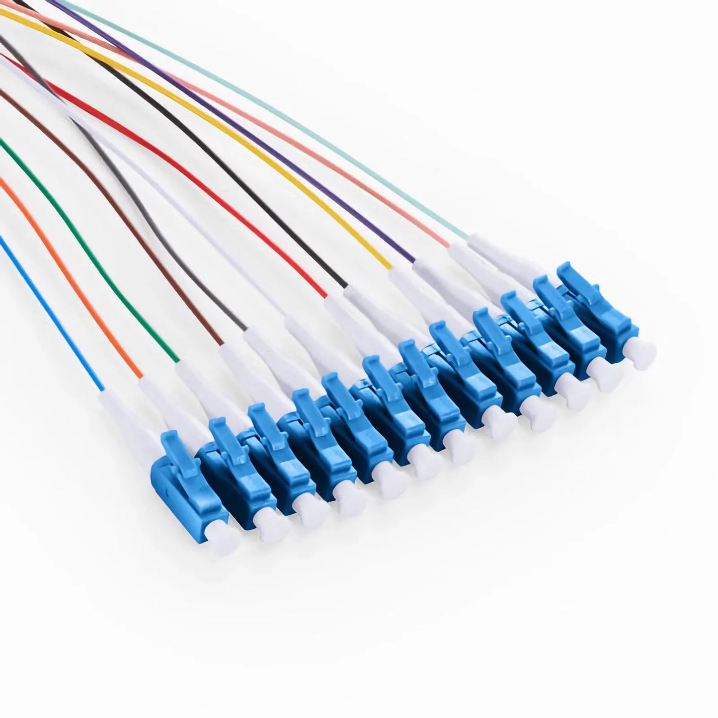 1m (3ft) Fiber Pigtail, LC UPC to Unterminated, Simplex, OM3 Multimode, PVC (Unrated), 0.9mm, Aqua